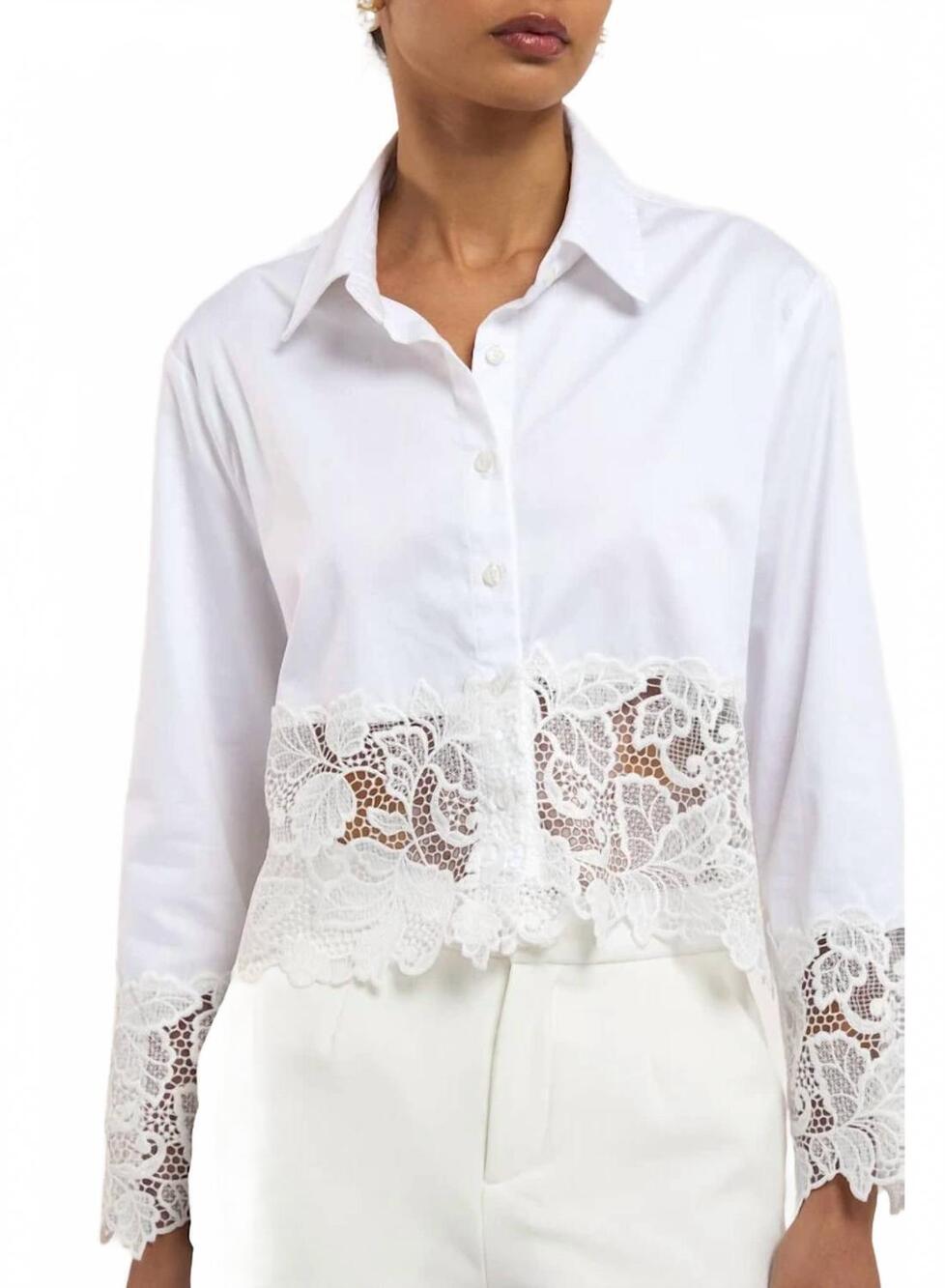 NEW GENERATION LOVE issa lace combo shirt in white